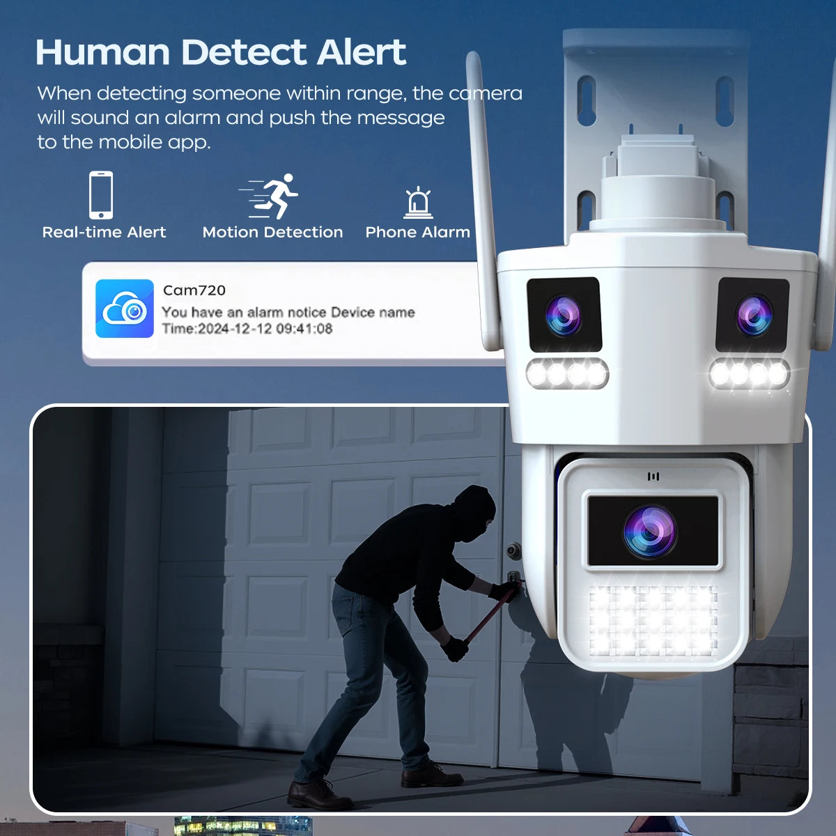 JOOAN 15MP Three Lens IP Camera PTZ Outdoor Three Screen Night Vision 5G WiFi Security Camera Auto Tracking CCTV Camera