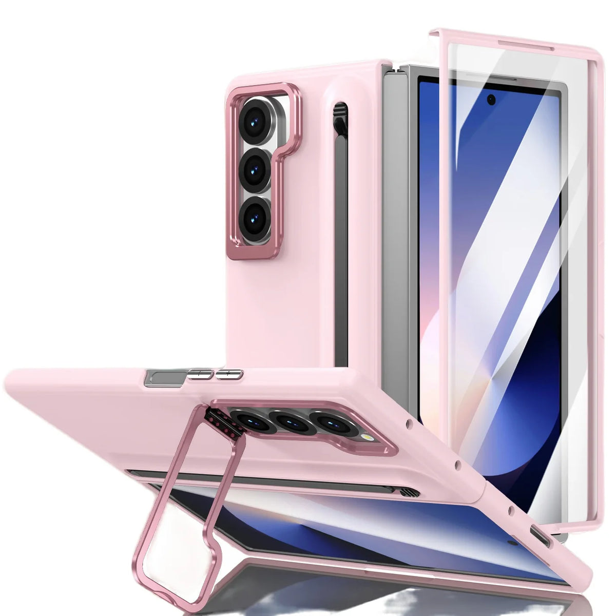 Metal Lens Holder Phone Cover For Samsung Galaxy Z Fold 7 6 5 Z Fold7 Fold6 Case With Screen Glass S Pen Slot Shockproof Cases