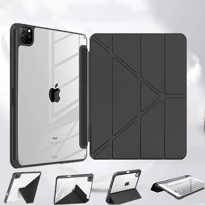For 2024 iPad Case Air 11/13 M2 Pro 11/13 M4 for iPad Air 4 Air 5 Pro 11/12.9 iPad 5/6/7/8/9/10th Acrylic Clear Y-Fold Stand