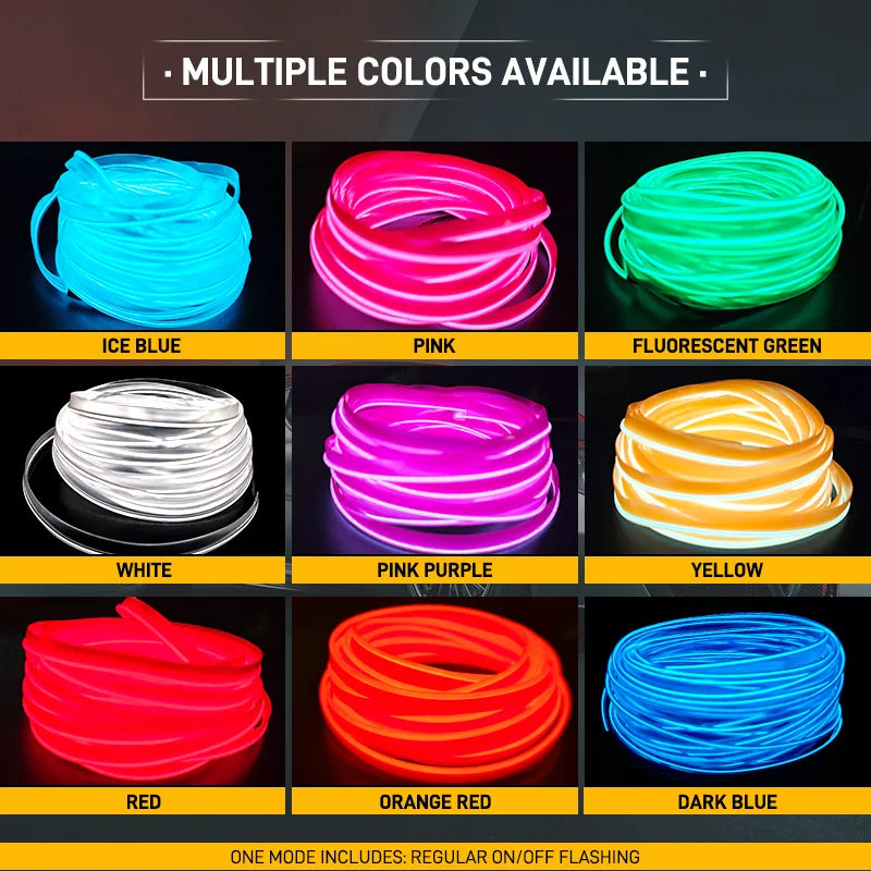Car Interior Decorative Lamps EL Wiring Neon Strips Dashboard Auto LED Ambient Lights DIY Flexible Atmosphere Lamp 1M/3M/5M