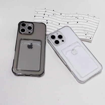 Shockproof Card Slot Pocket Phone Case For iPhone 18 17 16 15 14 13 12 11 Pro Xs Max 6 7 8 Plus Air 17e 16e Clear Wallet Cover