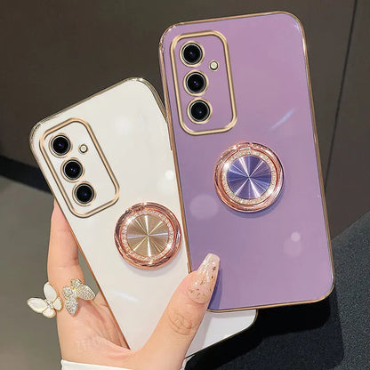Crystal Strap Lanyard Luxury Circle Phone Holder Case For Samsung Galaxy S24 S20 S21 S22 S23 S25 FE Note 10 20 Plus + Ultra Back