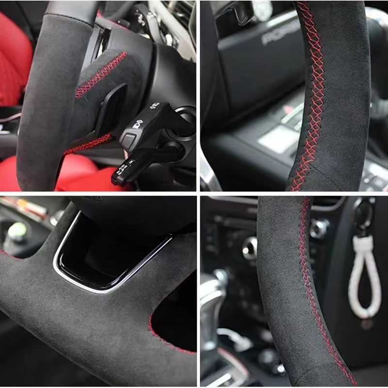 Car Steering Wheel Cover Non-slip Carbon Fiber Suede Braid For Honda Civic 10 2016-2021 CR-V CRV 2017-2021 Clarity 2018-2021