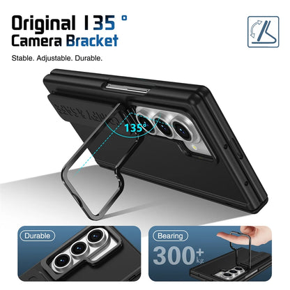 For Samsung Galaxy Z Fold 7 6 5 4 3 Wristband Hinge Lens Holder Phone Case Outer Screen Glass Film Protection Shockproof Cover