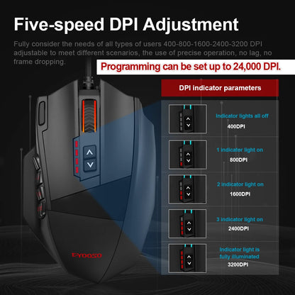E-YOOSO X-39 USB Wired RGB Gaming Mouse 24000 DPI SG8960 19 buttons programmable game Optical mice for Computer PC Laptop