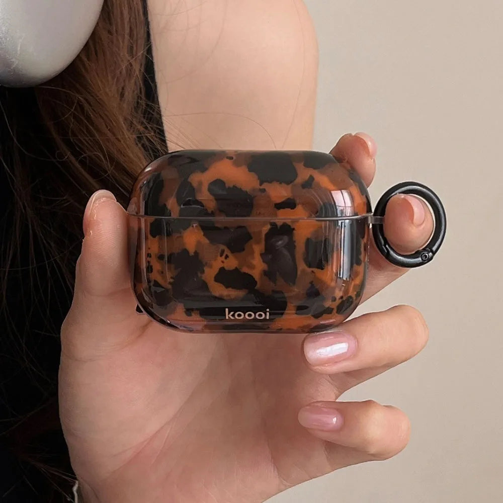 Ins Leopard Print Earphone Case For Airpods 5 4 Pro 2 With Hook Soft Protective Cover For Airpods Pro 3 2 1 3rd Generation Shell