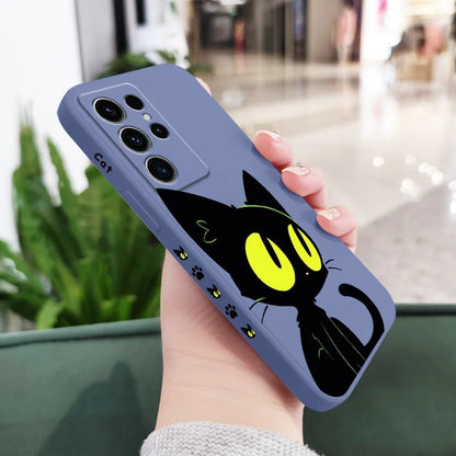 Fluorescent Cat Phone Case For Samsung Galaxy S25 S24 S23 S22 S21 S20 Ultra FE S10 S10E Plus Note 20 Ultra Silicone Cover