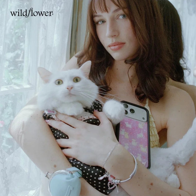 Wildflower Cute Cat Claire Drake Phone Case for iPhone 11 16 15 14 13 12 17 Pro Max Plus Air 17ProMax Ins Pink Kitten Cover