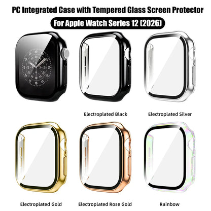 Tempered Glass PC Case for Apple Watch 12 46mm Hard Bumper Screen Protector Cover for Iwatch Series 12 42mm Shell Accessories
