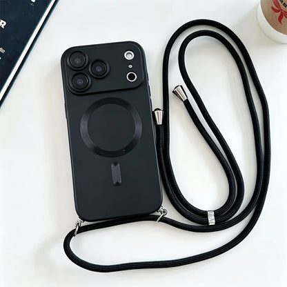 Luxury Crossbody Lanyard Magnetic Case for IPhone 17 16 15 14 12 13 11 Pro Max Plus for Magsafe Camera Protection Soft Cover