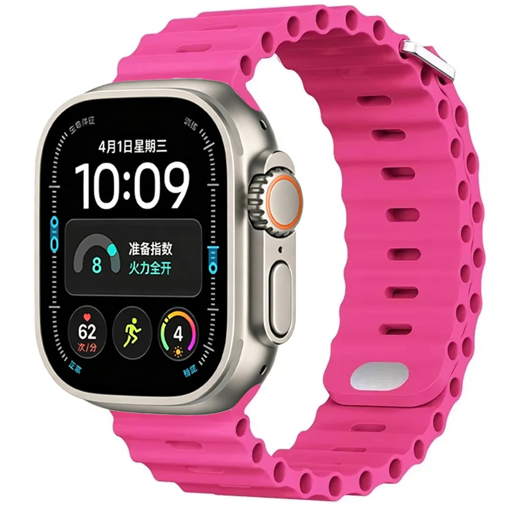 Ocean Silicone strap For Apple Watch Ultra 4 3 2 1 Band 49mm 12 11 10 9 8 7 46mm 45mm 41mm band iWatch 6 5 4 SE3 44mm 40mm 42mm
