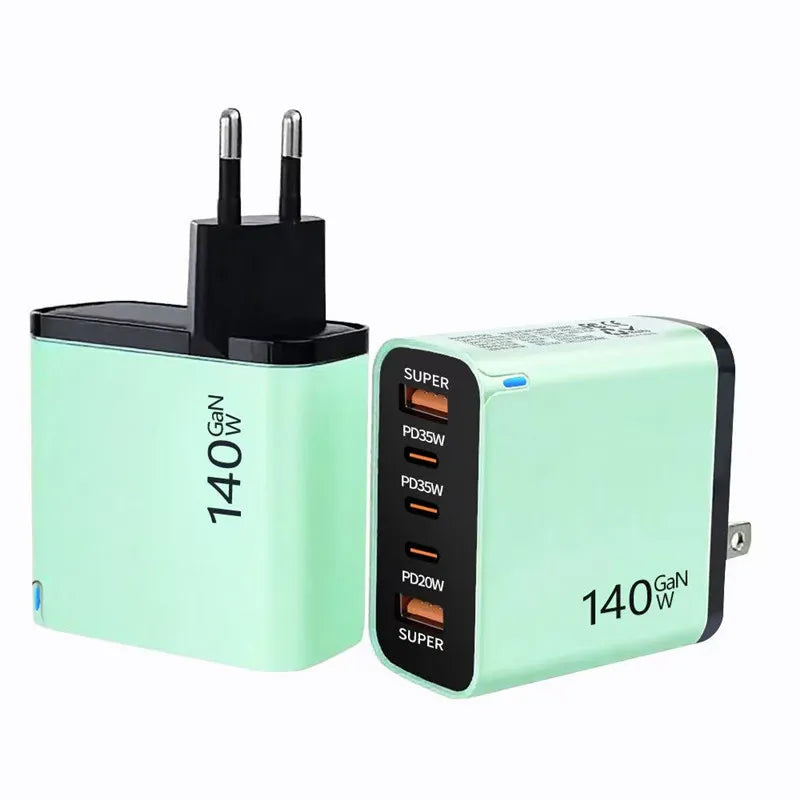 GaN 140W USB C Charger PD Fast Charging Travel Charger For iPhone Samsung Xiaomi Huawei OPPO Mobile Phone Adapter EU US UK Plug