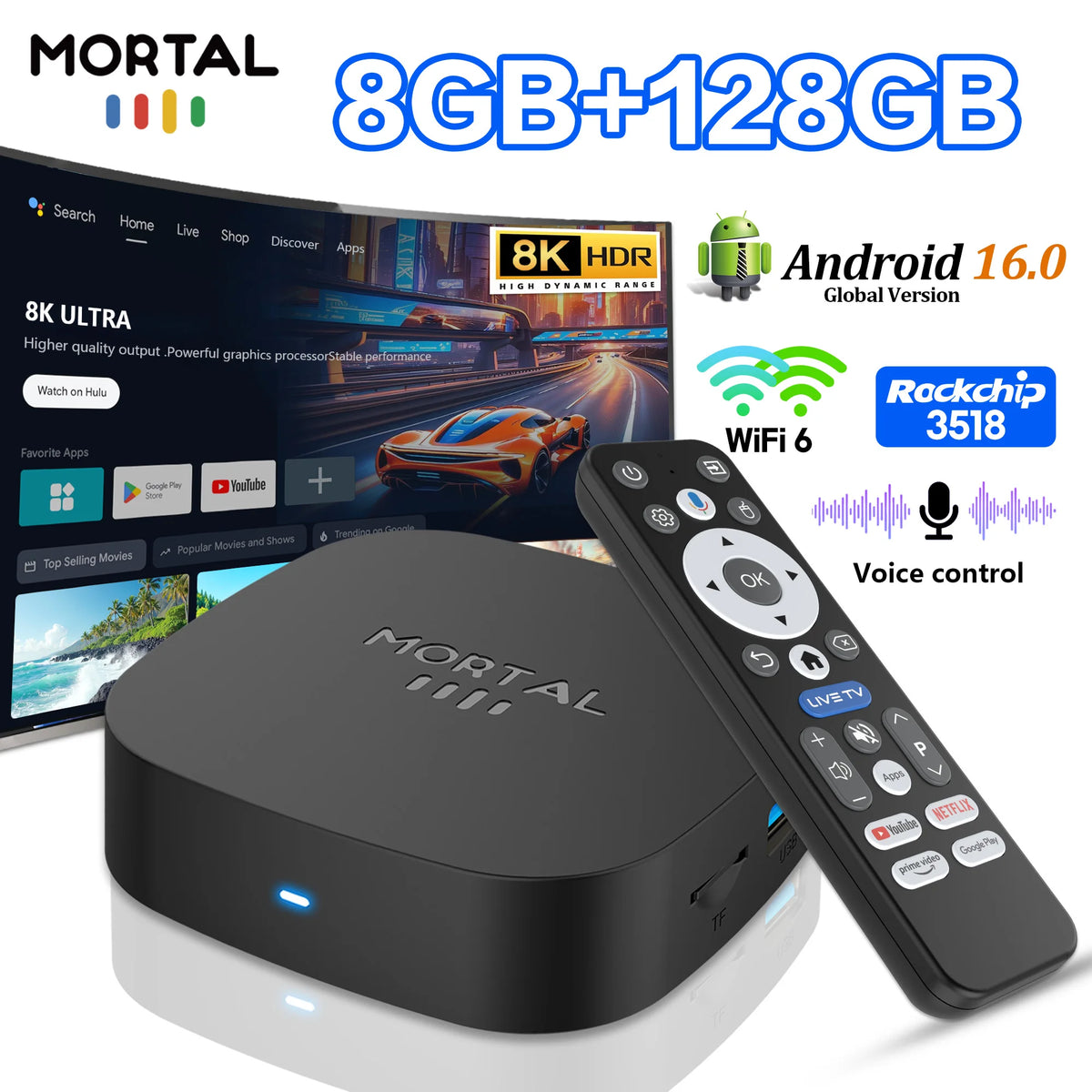 2026 Best-Selling Smart TV Box Android 16 Ultra HD Video Output Set-Top Box Supports BT5.4 Wi-Fi 6 Netflix Streaming Player T1+