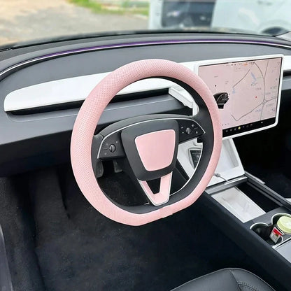 PU Leather Steering Wheel Cover For Tesla Model 3 Y Highland Anti Slip Steering Replacement Protect Cover Interior Accessories
