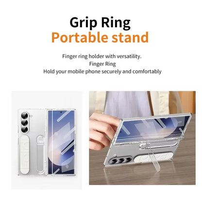 Wristband Holder Hinge Case For Samsung Galaxy Z Fold 8Ultra 8 7 6 5 4 3 5G With Pen Slot S Pen Screen Protector Film Protect