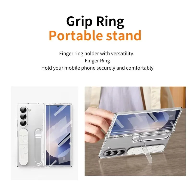Wristband Holder Hinge Case For Samsung Galaxy Z Fold 8Ultra 8 7 6 5 4 3 5G With Pen Slot S Pen Screen Protector Film Protect