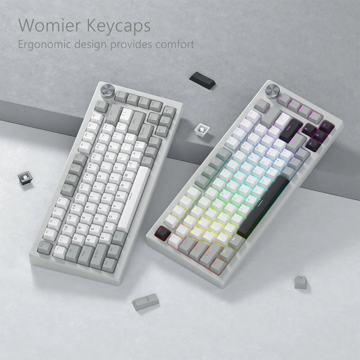 140 Keys White Grey PBT Keycap RGB Shine Through Double Shot Keycaps Cherry Profile for MX Switches  Mechanical Gaming Keyboard