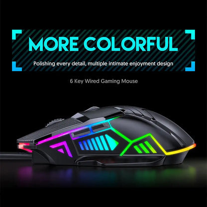 3200DPI Ergonomic Wired Gaming Mouse USB Computer Mouse Gaming RGB Backlit Gamer Mouse 6 Button LED Silent Mice for PC Laptop