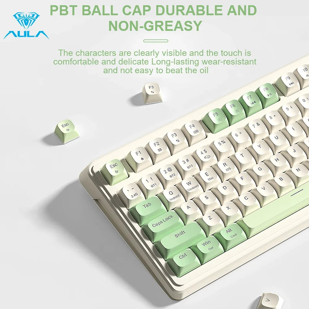 AULA S99 2.4G Wireless/ Bluetooth/Wired Three Mode Gaming Keyboard RGB Ergonomic Keyboard Office Typing Mute 99 Keys Keyboard