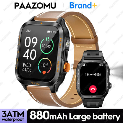 Smartwatch 3ATM Waterproof 1.96''HD Screen BT Call Health Monitor Flashlight 880MAH Battery Sports Smart Watch For Android iOS