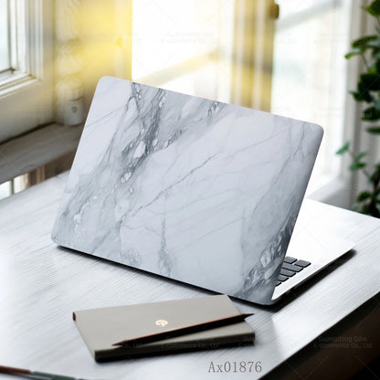 2 Pcs Light Grey Marble Laptop Skin Full Cover Decal for MacBook Laptops Waterproof PC Keyboard Skin Ornamental Decor