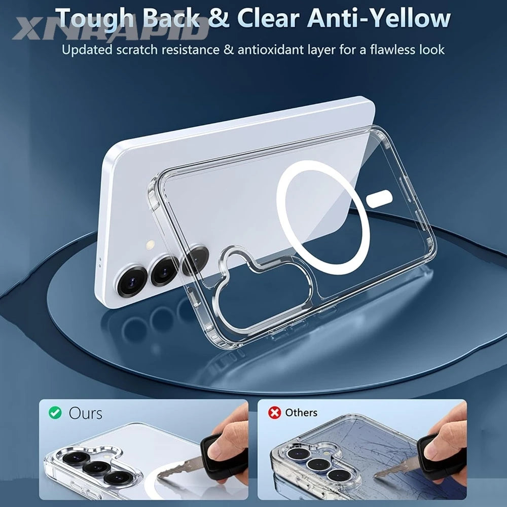 Shockproof TPU+PC Magnetic Case For Samsung Galaxy A56 A36 A26 A16 A15 A35 A55 A54 A57 A37 A17 5G Clear Back Cover Phone Cases