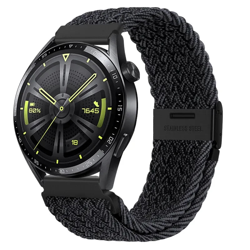 20 22mm Strap for Samsung Galaxy Watch 7 6 5 4 Band 40/44mm 5Pro Active 2 Gear S3 Braided Elastic Bracelet for Huawei GT2/3 4Pro