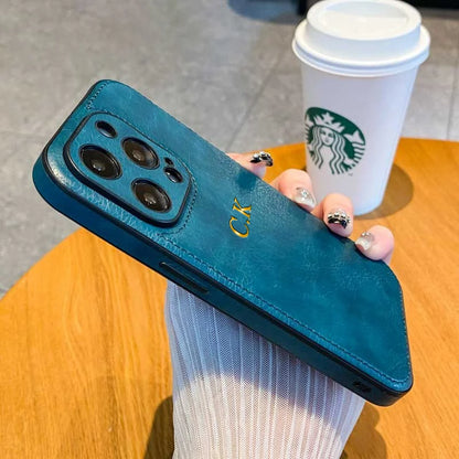 Personalized Name Classic Leather Case For iPhone18 17 16 15 14 13 12 11 Pro Max 17Air Luxury Customized Initials Engraved Cover