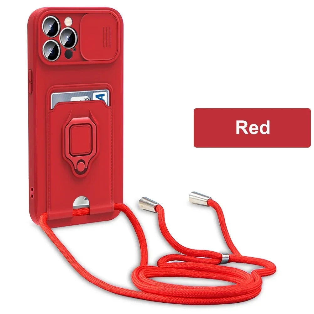 For Samsung Galaxy S25 S24 S23 S22 S21 S20 Ultra FE Plus A73 A53 A21S A32 A54 A52S A34 Case Cover Card Rope Shoulder Strap Shell