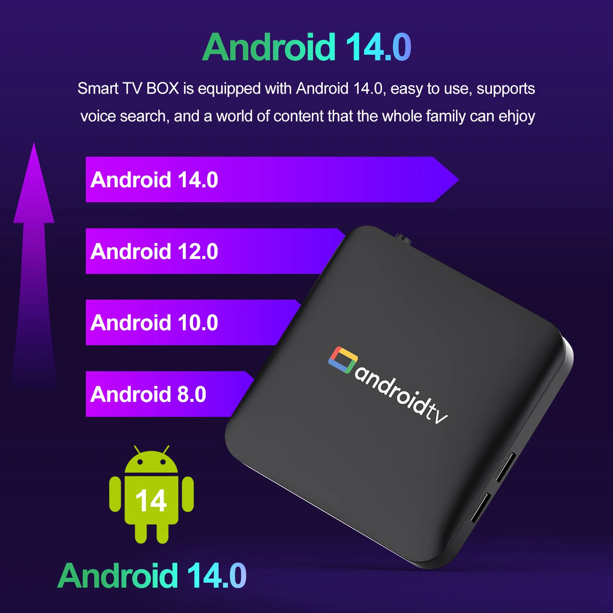 Smart TV Box H96 MAX S905L3 Android 14.0 4K BT Google Voice Remote Media Player Home Android Set Top Box 2GB 16GB 8GB
