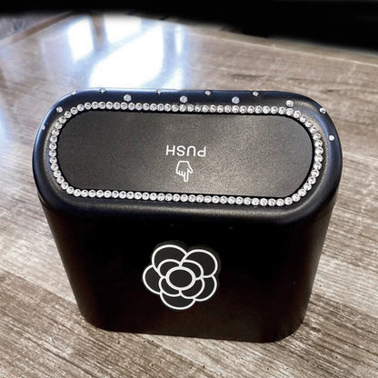Cute Big Diamond Bowknot Car Trash Bin Hanging Vehicle Garbage Dust Case Storage Box Pressing Type Trash Can Auto Accessories