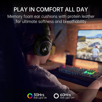Oneodio EKSA MaKo BT Bluetooth Gaming Headset Over Ear 2.4GHz Wireless Headphones Gamer 20ms Low Latency With Mic for PC/PS4/PS5