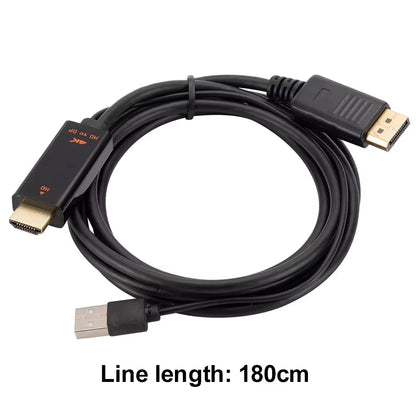 4K@60Hz 2K@120Hz HDMI-Compatible to DisplayPort Cable HDMI-Compatible Source To DP Display Monitor Cable for PC Laptop PS5 Xbox