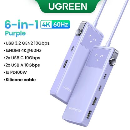 UGREEN Uno 7-in-1 USB HUB Type-C to 4K60Hz HDMI USB3.0 5Gbps RJ45 1000Mbps for MacBook Laptop Accessories Docking Station