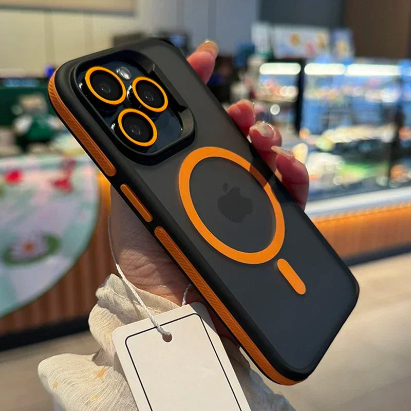 Luxury Colorblock Translucent Magnetic Phone Case for IPhone 17 16 15 14 Plus 13 Pro Max Shockproof Anti Slip Frosted Cell Cover