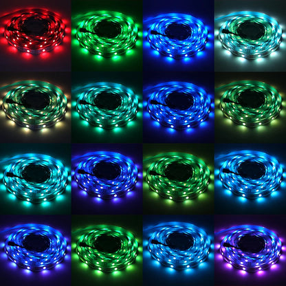 DC 5V 5050 RGB Strip LED Light Battery Powed IP21/IP65 Ribbon Tape Stable Led Strips Indoor Outdoor 3/24/44key Control Remote