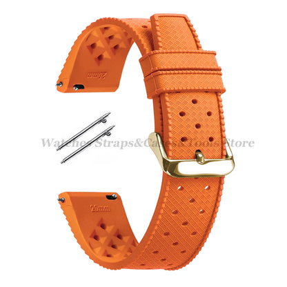 Tropical Silicone Watch Band Quick Release Strap 18mm 20mm 22mm for Oris for Seiko for Citizen Rubber Tropic Smart Watch Straps