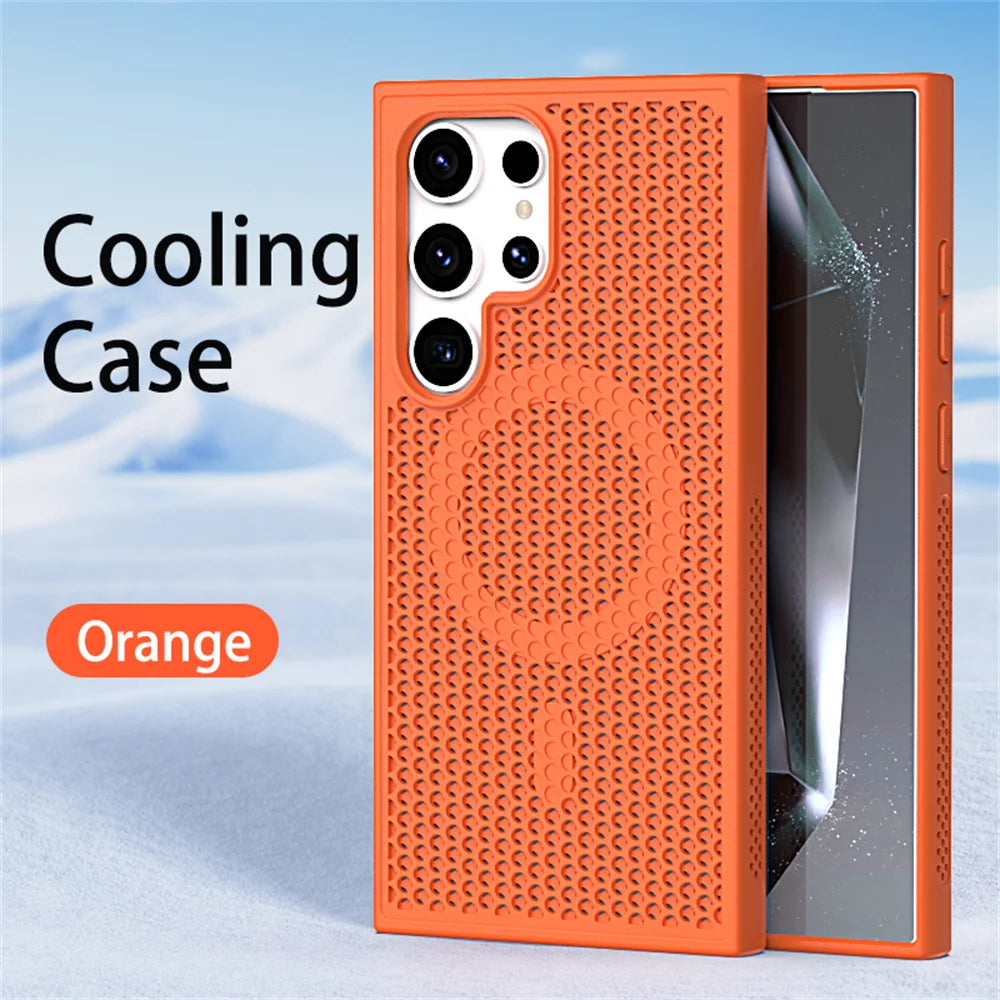 Silicone Honeycomb Cooling Magnetic Case For Samsung Galaxy S26 S25 S24 S23 Ultra S22 Plus PFor Magsafe Heat Dissipation Cover