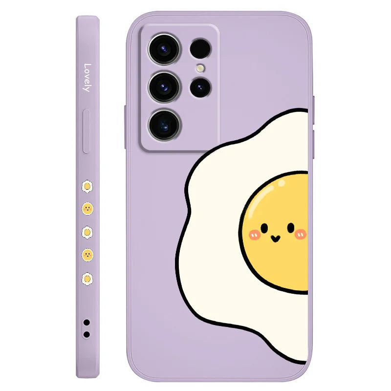 Tomato And Egg Phone Case For Samsung Galaxy S25 S24 S23 S22 S21 S20 S10 S10E Ultra Plus FE Note 20 Ultra Plus Cover