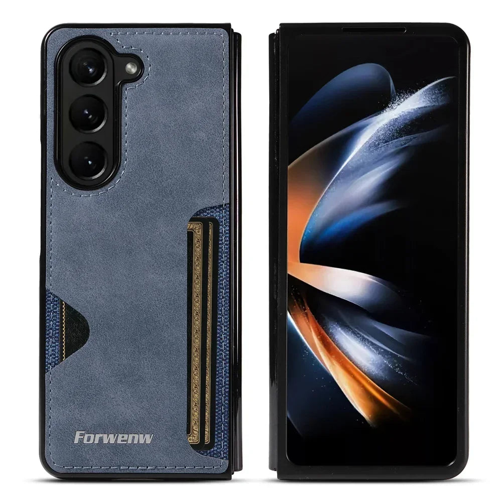 Luxury PU Leather + PC Hold Case for Samsung Galaxy Z Fold 8 Ultra 7 6 5 4 3 Fold7 Fold6 Fold8 Card Slot Phone Cover Etui Coque