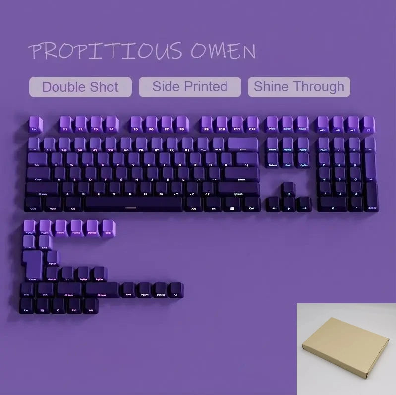 Gradient Gray Double Shot RGB Backlit Keycaps OEM Profile 135+ Keys Side Printed PBT Keycaps for Cherry MX Switches Keyboards