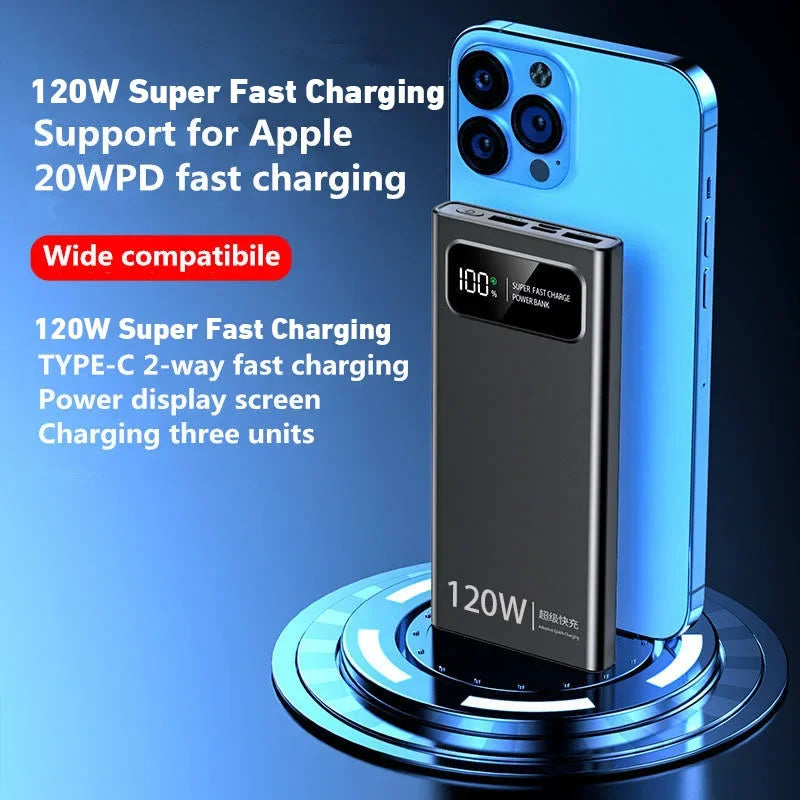 VIVO 500000mAh Power Bank 120W Fast Charging PowerBank LED Digital Display Portable External Battery for iPhone Samsung 2026 New