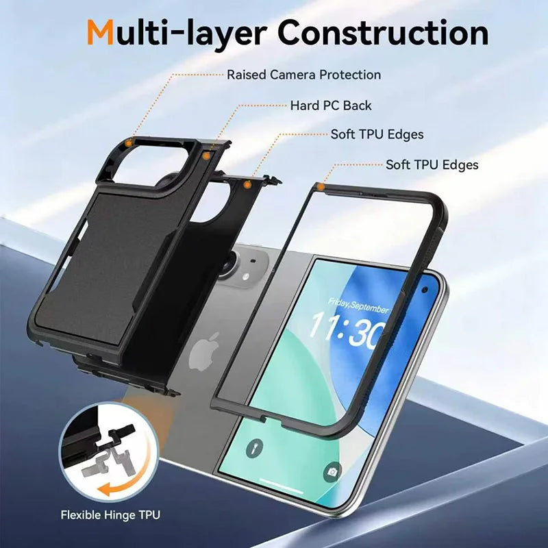 Color Blocking Soft Silicone Anti Drop And Anti Collision Folding Phone Case For IPhone Duo Portable Armor Protection Case
