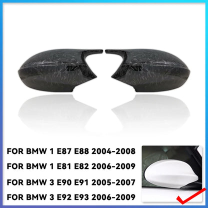 Carbon Fiber Glossy black Side Mirror Cover Replacement for BMW E90 E91 E92 E93 E81 E87 E82 E88 3 Series and 1 Series Wing Cover
