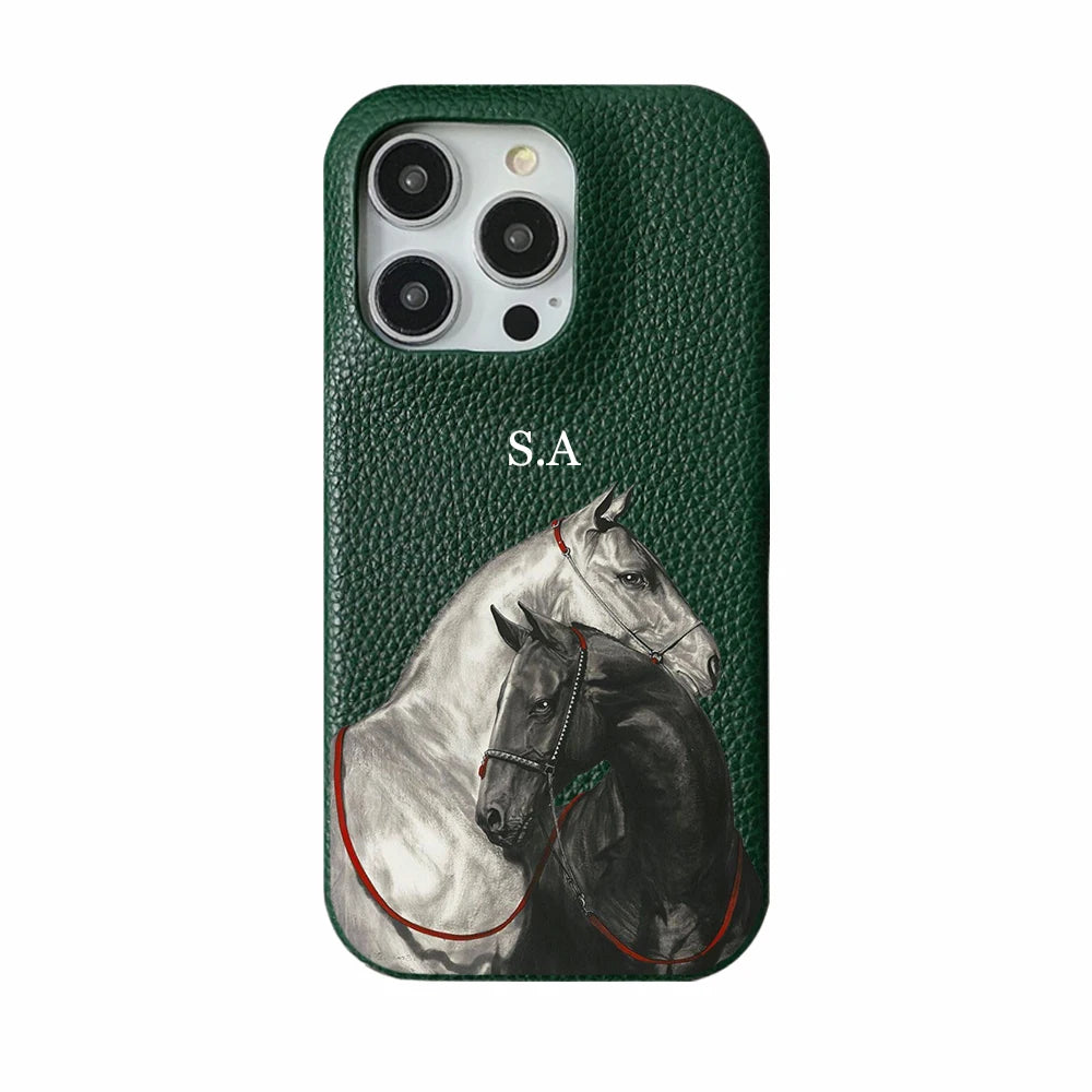 Personalise Initial Letters Leather PU Soft leather Case For Iphone 17 13 15 Pro Xs Max 12 Mini 11 XR 16 Plus Luxury Covers