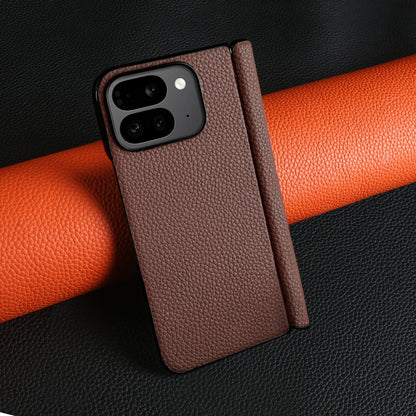 For Google Pixel 9 Pro Fold Case Genuine Leather Cover Pixel 10 Pro Fold Capa Protective Etui Back Coque Carcasa Without Front