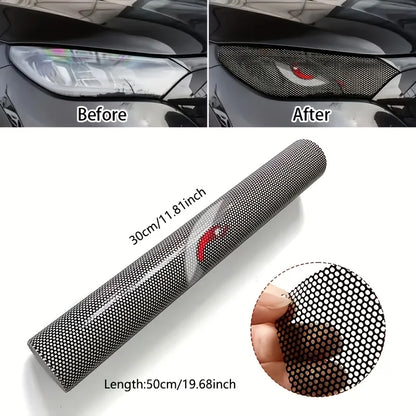 2 pack car headlight sticker grid eye decal, durable lampshade decorative sticker, suitable for car headlights and tail lights,