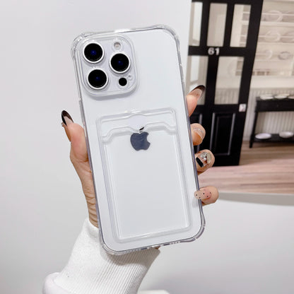 Shockproof Card Slot Pocket Phone Case For iPhone 18 17 16 15 14 13 12 11 Pro Xs Max 6 7 8 Plus Air 17e 16e Clear Wallet Cover