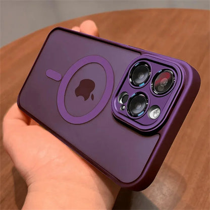 Lens Protection Case For iPhone 11 12 13 Proa Mx mini 15 16 Plus iPhone 16 15 14 Matte Translucent Magsafe Wireless Charge Cover