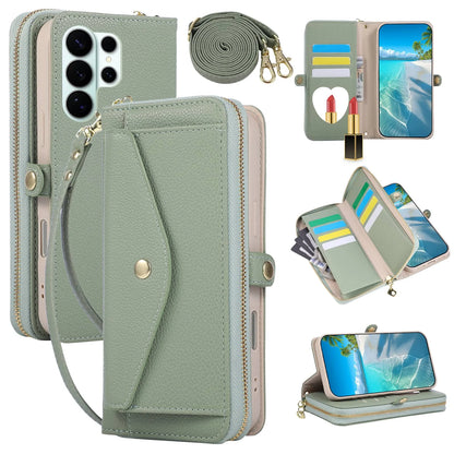 WEFOR Crossbody Wallet Case for Samsung Galaxy S26 S25 Edge S24 S23 FE S22 S21 S20 Ultra, Strap Card Holder Kickstand Mirror